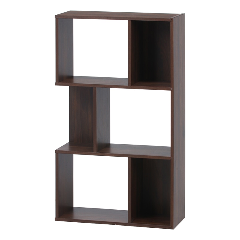 不二貿易 S型ディスプレイラック 3段 ミディアムブラウン 1台(ご注文単位1台)【直送品】