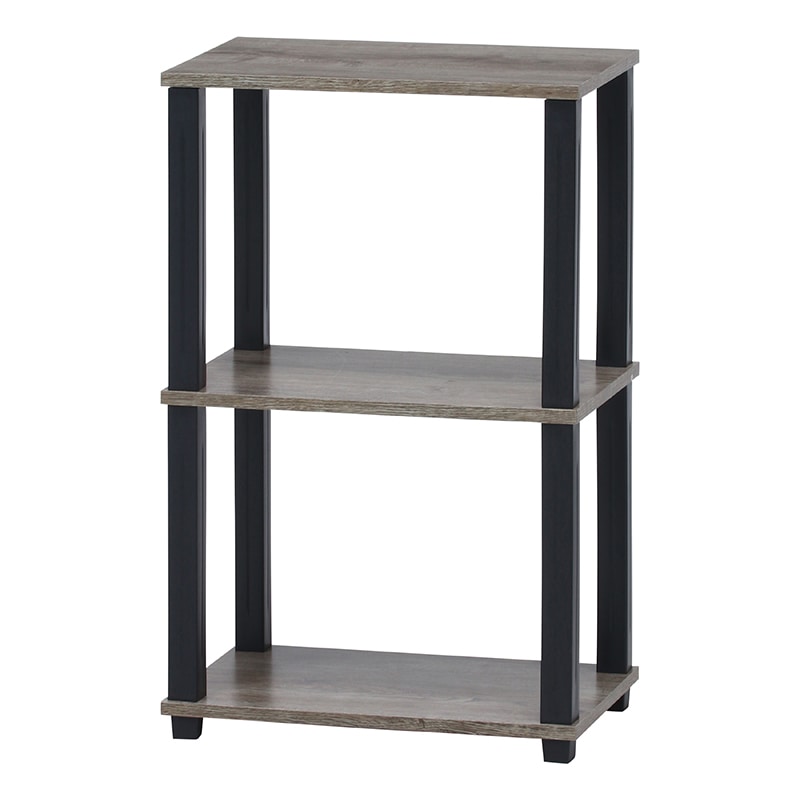 不二貿易 フィット 3段ラック ナチュラル×ブラック 1台(ご注文単位1台)【直送品】