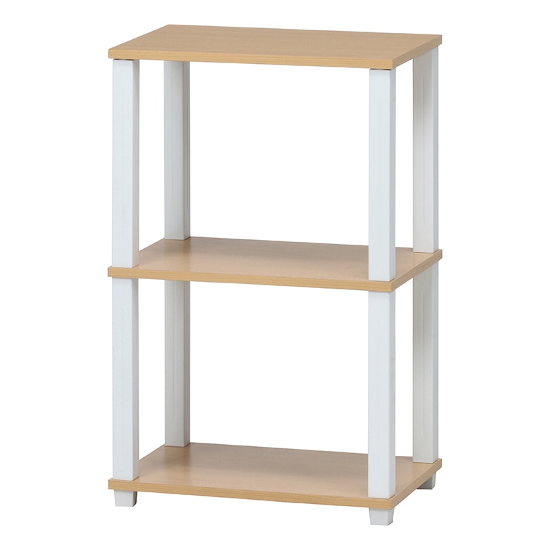 不二貿易 フィット 3段ラック ナチュラル×ホワイト 1台（ご注文単位1台）【直送品】