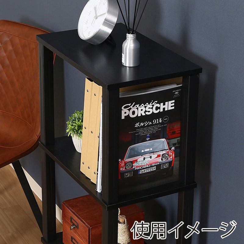 不二貿易 フィット 3段ラック ブラウン×ブラック 1台(ご注文単位1台)【直送品】