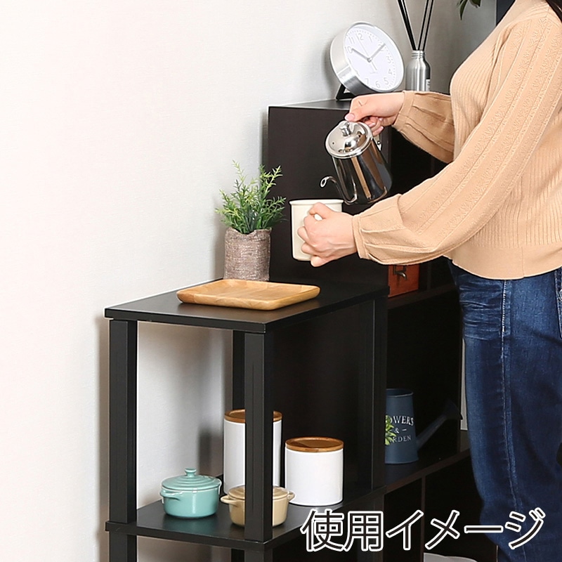 不二貿易 フィット 3段ラック ブラウン×ブラック 1台(ご注文単位1台)【直送品】