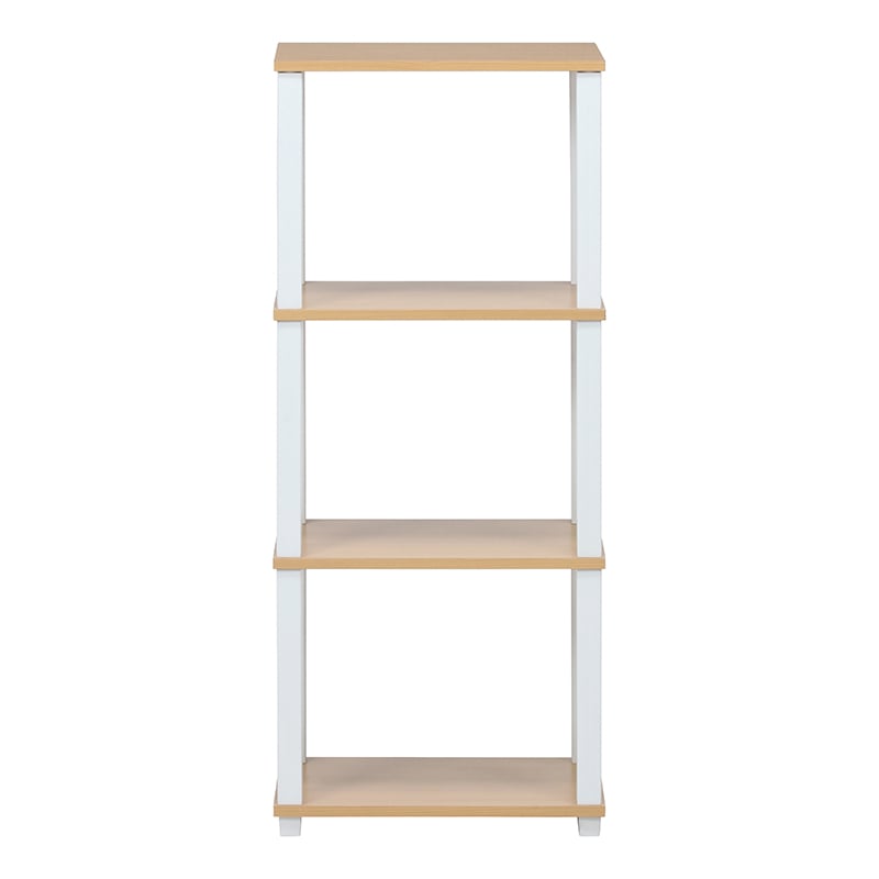不二貿易 フィット 4段ラック ナチュラル×ホワイト 1台(ご注文単位1台)【直送品】