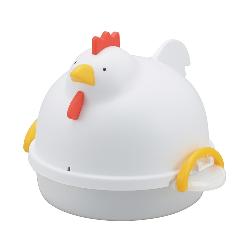 曙産業 レンジでらくチン！ゆでたまご にわとり型 4個用 ホワイト 1個（ご注文単位1個）【直送品】