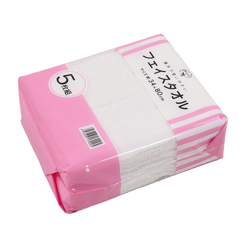 小杉善 フェイスタオル ホワイト 5枚入 12組 ZG-161WH 1組(ご注文単位1組)【直送品】