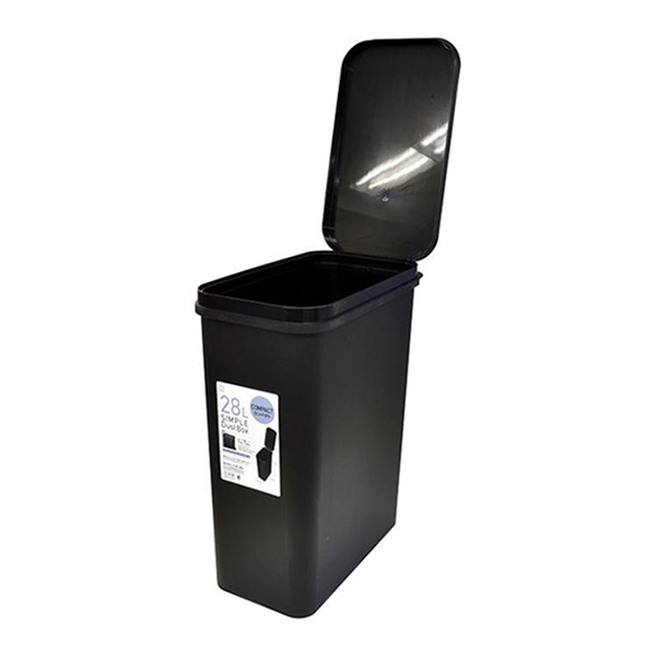 小久保工業所 シンプルダストボックス 28L 縦開き ブラック KM-602 1個（ご注文単位6個）【直送品】