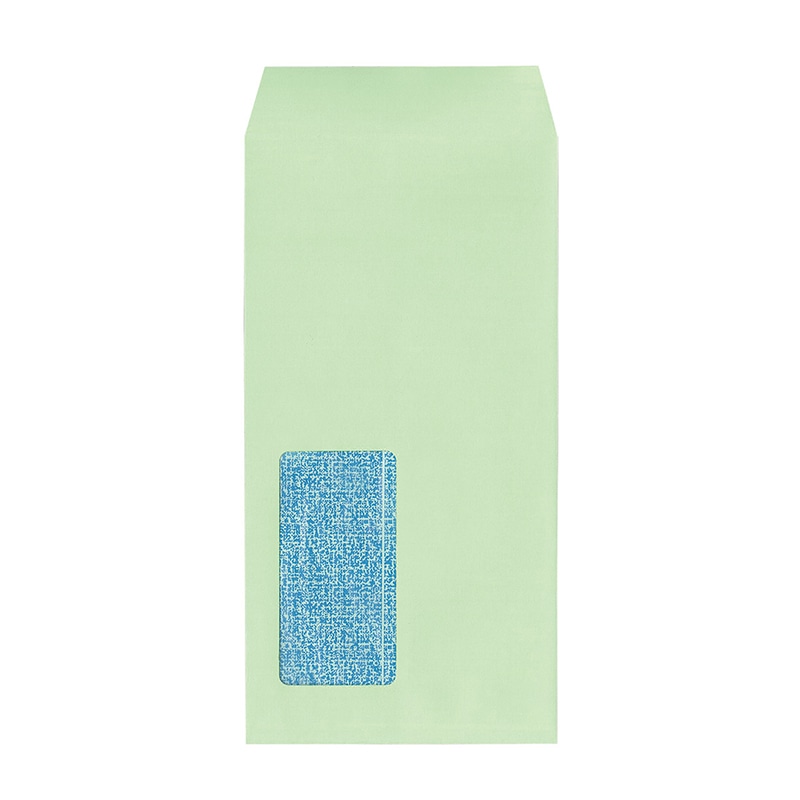 今村紙工 透けない窓付きカラー封筒 テープ無し 長3 グリーン MD-003/29691 100枚/袋(ご注文単位30本)【直送品】