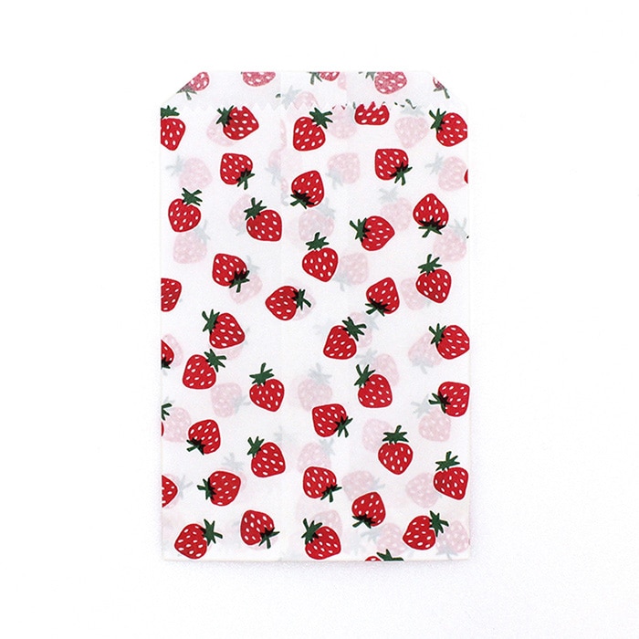 カクケイ 紙平袋 8号　いちご　 フ-628 　400枚入/パック（ご注文単位5パック）【直送品】