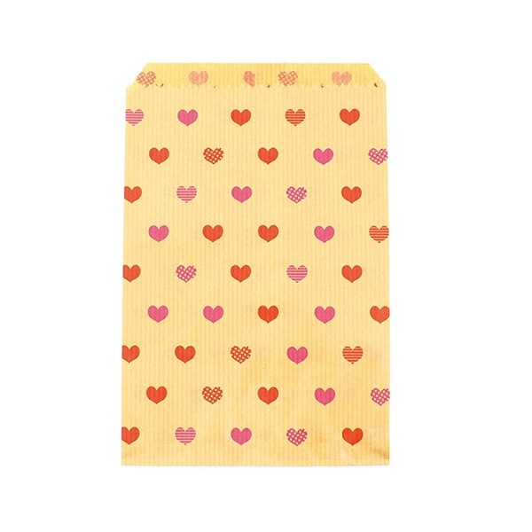 カクケイ 紙平袋 5号　茶Kハート　 フ-908 　200枚入/パック（ご注文単位5パック）【直送品】