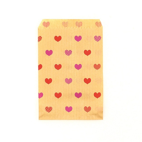 カクケイ 紙平袋 8号　茶Kハート　 フ-909 　400枚入/パック（ご注文単位5パック）【直送品】