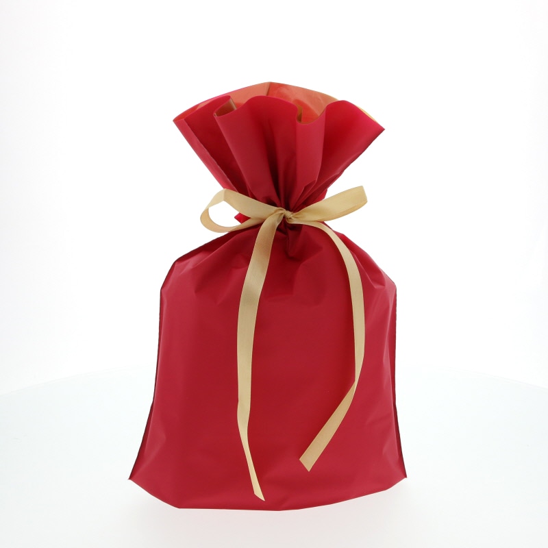 カクケイ ポリ巾着袋 梨地巾着袋 FK2403 M レッド 20枚/パック