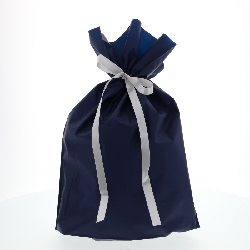 カクケイ ポリ巾着袋 梨地巾着袋 FK2406 L ネイビー 20枚/パック