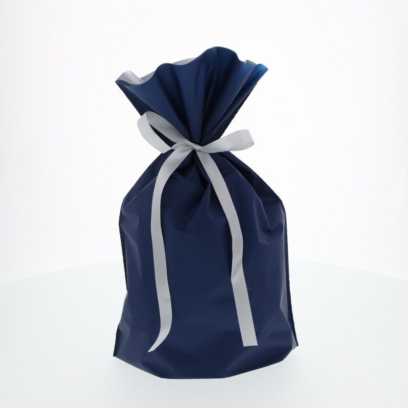 カクケイ ポリ巾着袋 梨地巾着袋 FK2407 M ネイビー 20枚/パック