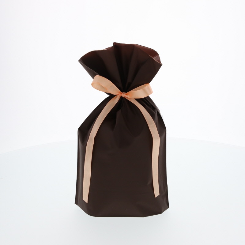 カクケイ ポリ巾着袋 梨地巾着袋 FK2412 S ブラウン 20枚/パック