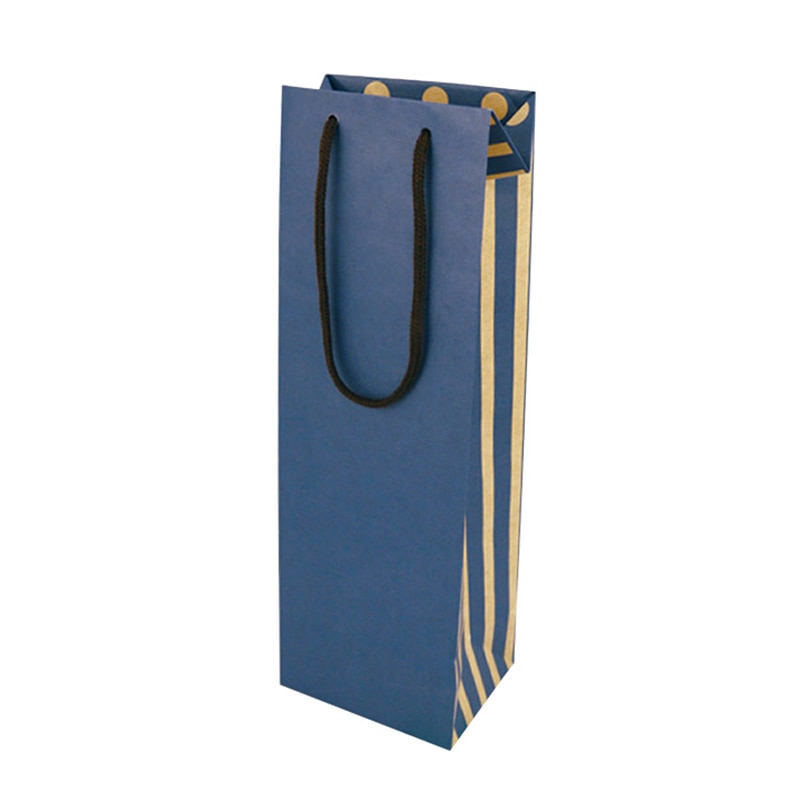 カクケイ 手提げ紙袋　ワイン用 ネイビー　 FK2333 　10枚入/袋（ご注文単位10袋）【直送品】