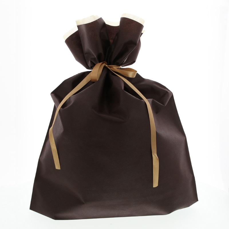 カクケイ 不織布巾着袋 FK3091 LL ブラウン 10枚/パック