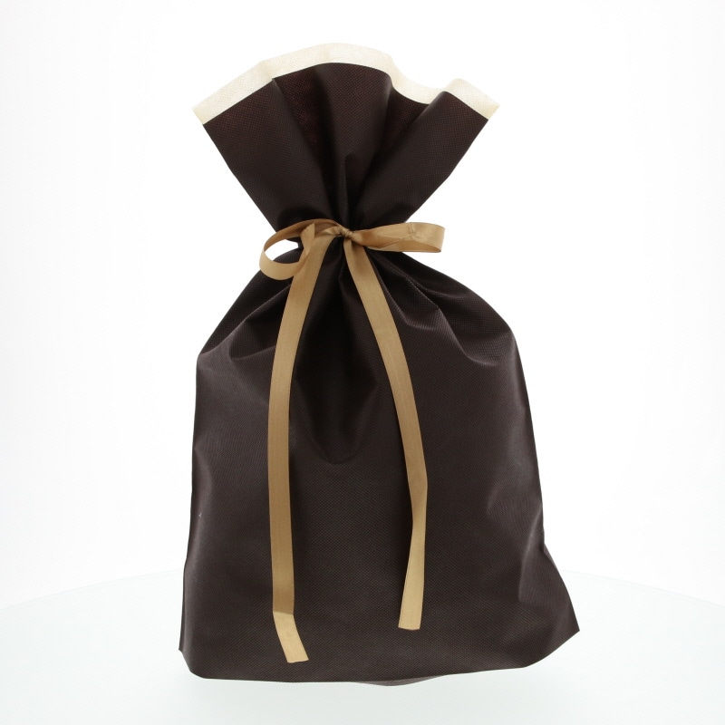 カクケイ 不織布巾着袋 FK3092 L ブラウン 10枚/パック