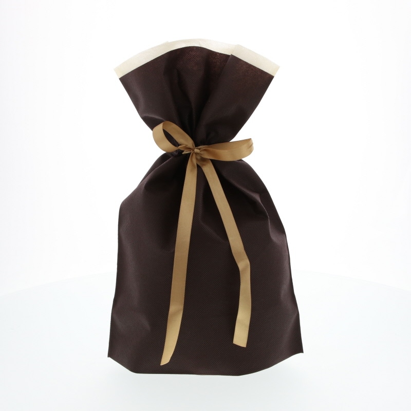 カクケイ 不織布巾着袋 FK3093 M ブラウン 10枚/パック