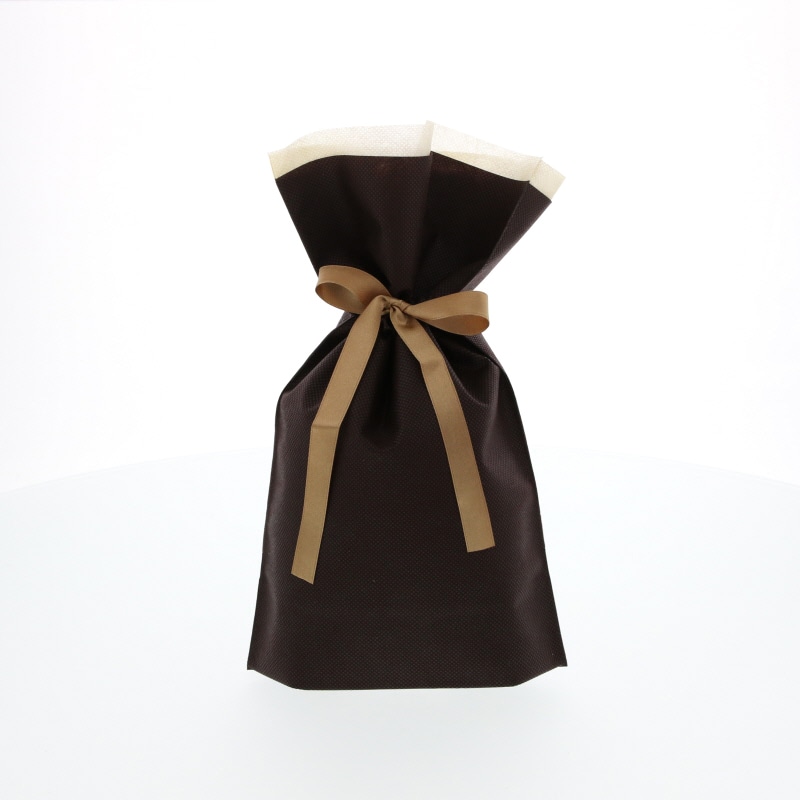 カクケイ 不織布巾着袋 FK3094 S ブラウン 10枚/パック