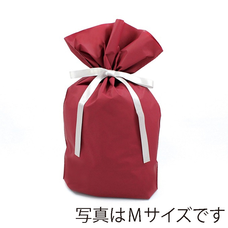 カクケイ 梨地リボン付巾着袋 L ワインレッド FK2430 20枚入/パック(ご注文単位10パック)【直送品】