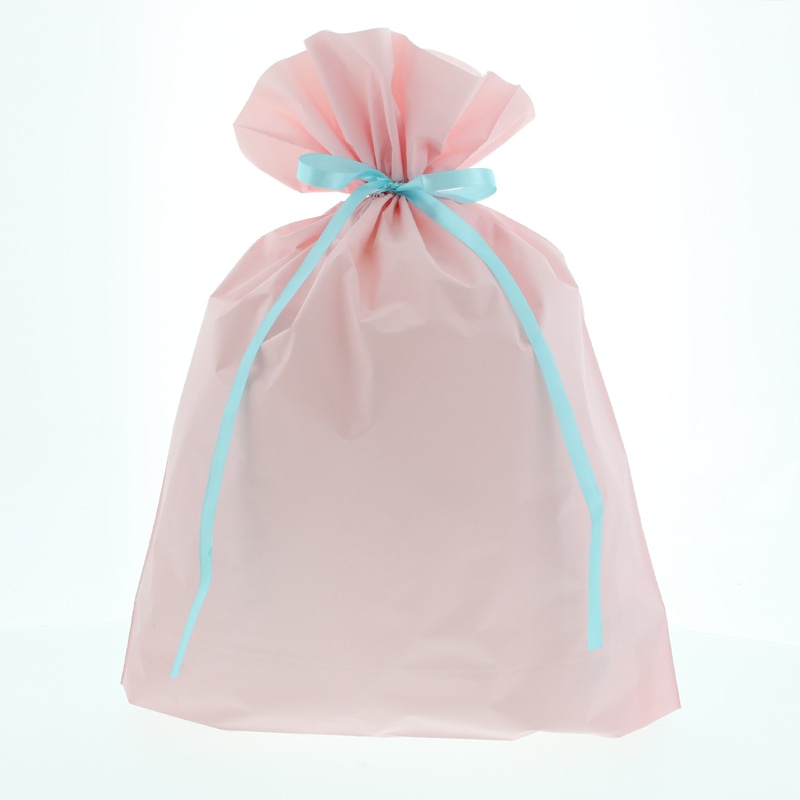 カクケイ ポリ巾着袋 梨地巾着袋 FK2433 LL パステルピンク 20枚/パック