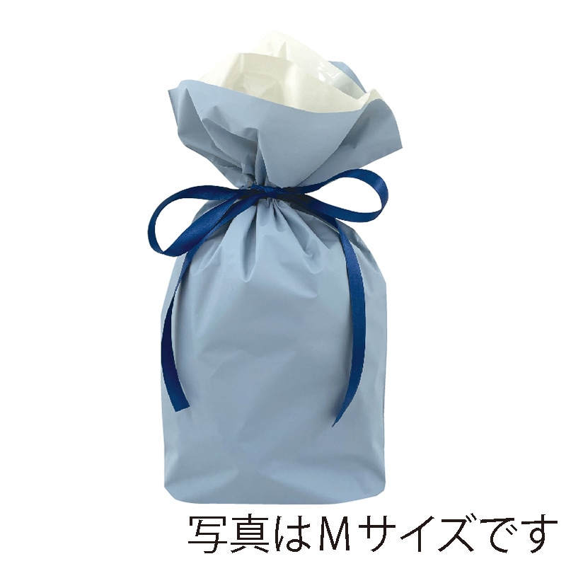 カクケイ 梨地リボン付巾着袋 L　スモーキーブルー　 FK2442 　20枚入/パック（ご注文単位10パック）【直送品】