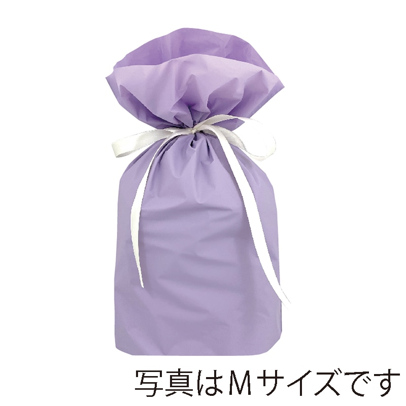 カクケイ 梨地リボン付巾着袋 LL　パープル　 FK2445 　20枚入/パック（ご注文単位10パック）【直送品】