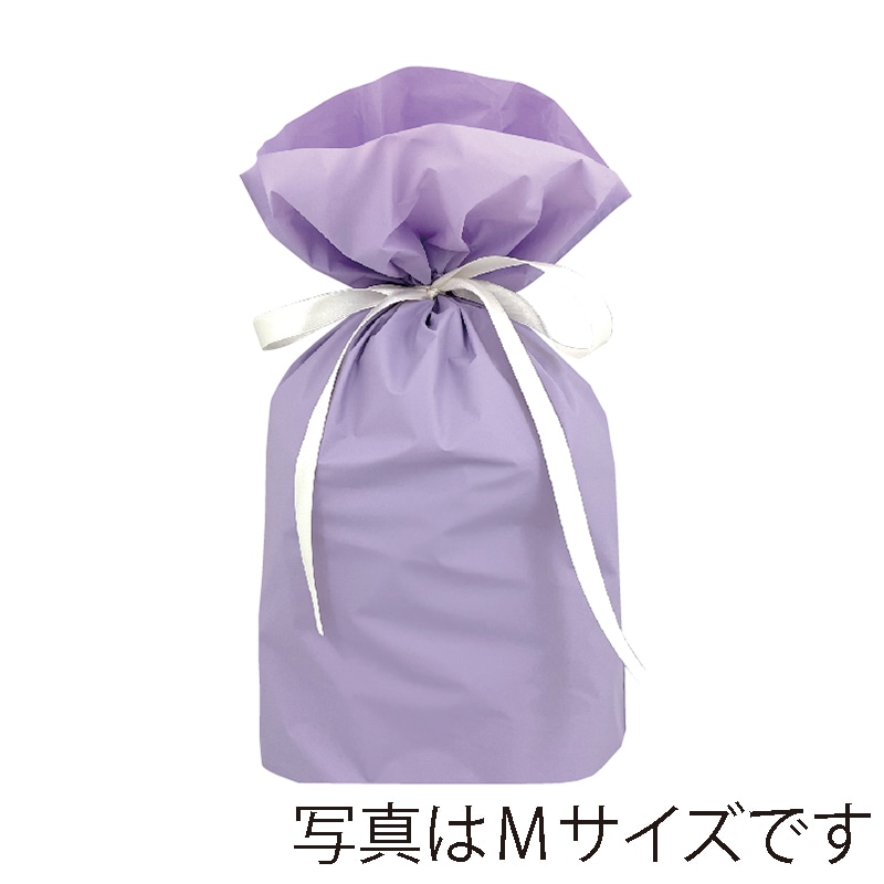 カクケイ 梨地リボン付巾着袋 L　パープル　 FK2446 　20枚入/パック（ご注文単位10パック）【直送品】