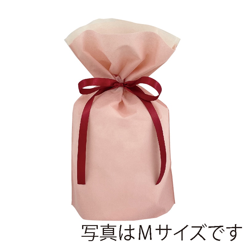 カクケイ 不織布リボン付巾着袋 L　スモーキーピンク　 FK3102 　10枚入/パック（ご注文単位10パック）【直送品】