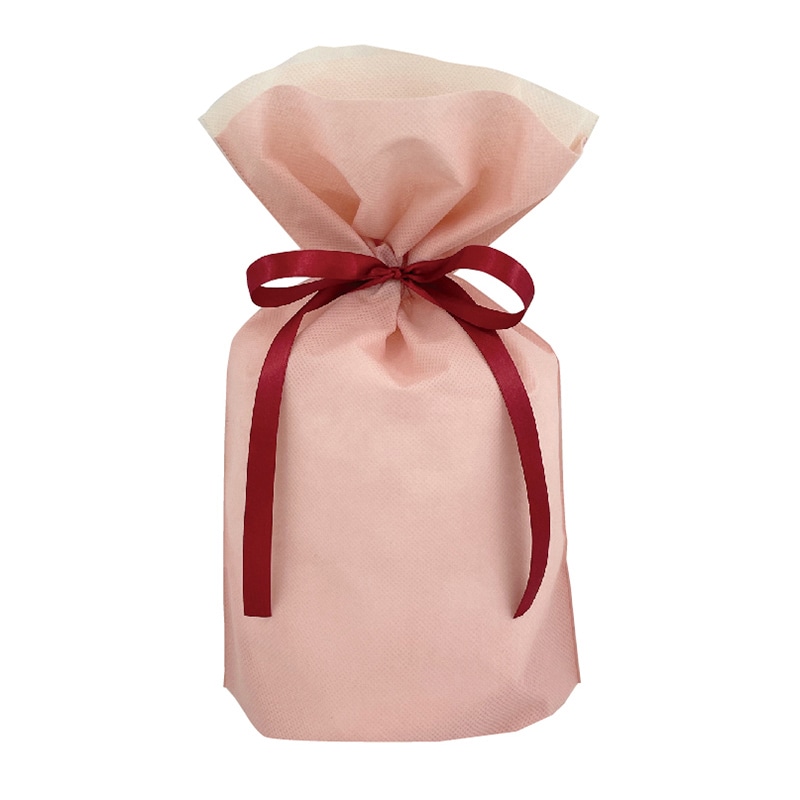 カクケイ 不織布リボン付巾着袋 M　スモーキーピンク　 FK3103 　10枚入/パック（ご注文単位10パック）【直送品】