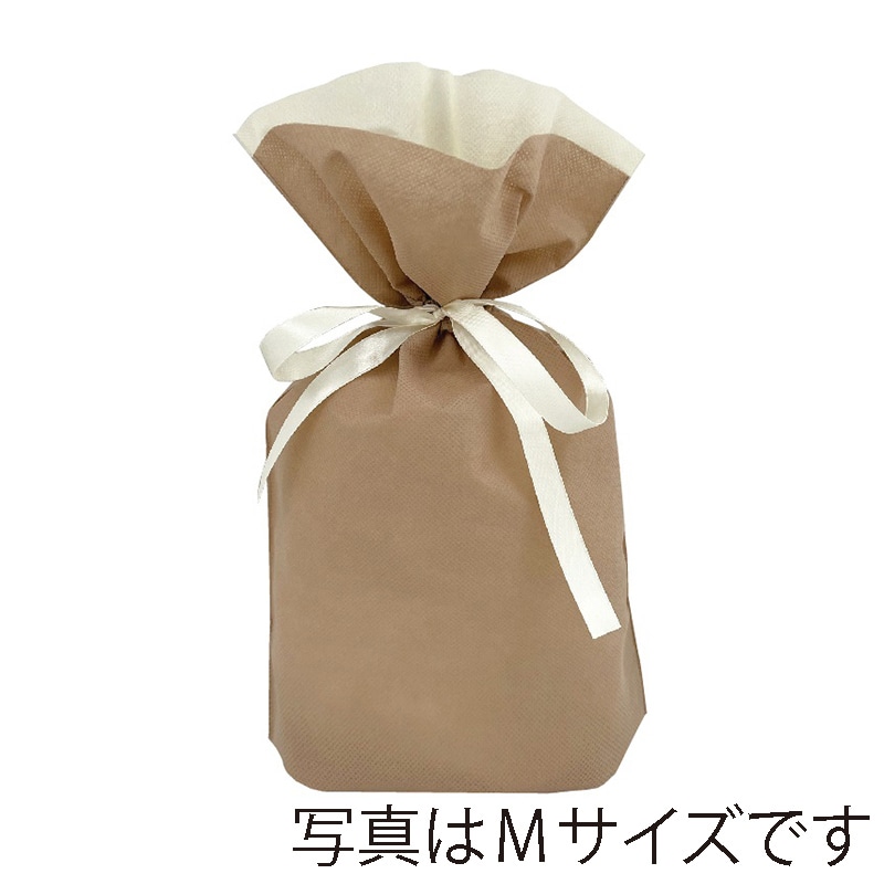 カクケイ 不織布リボン付巾着袋 LL　コルク　 FK3111 　10枚入/パック（ご注文単位10パック）【直送品】