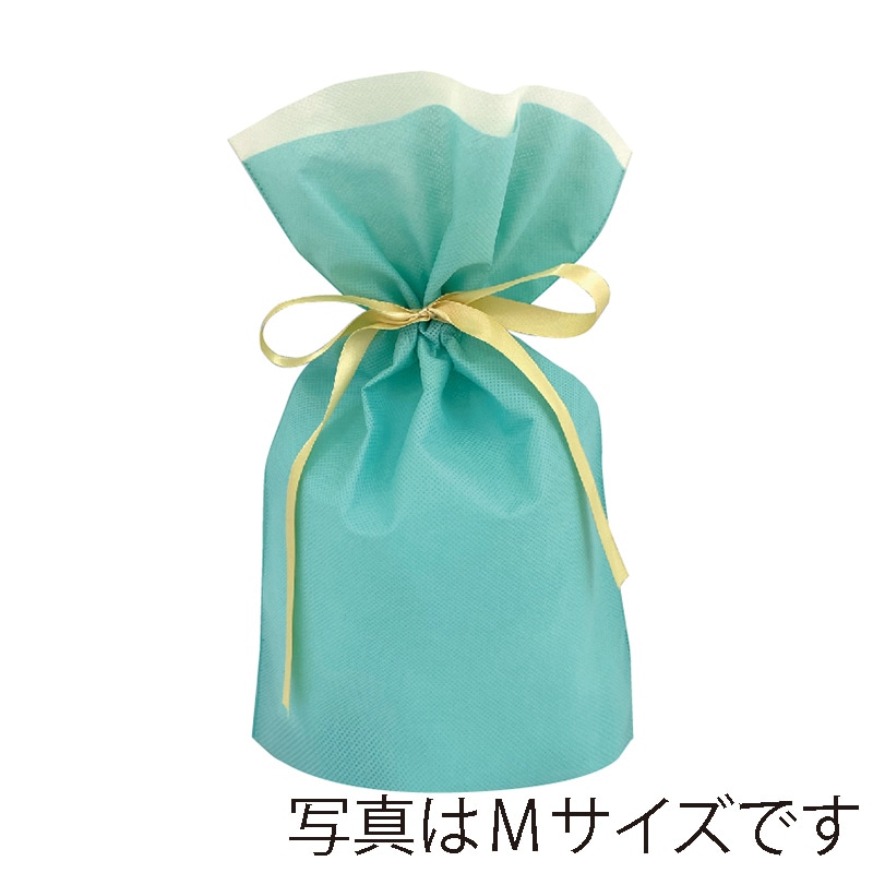 カクケイ 不織布リボン付巾着袋 L　ミント　 FK3122 　10枚入/パック（ご注文単位10パック）【直送品】