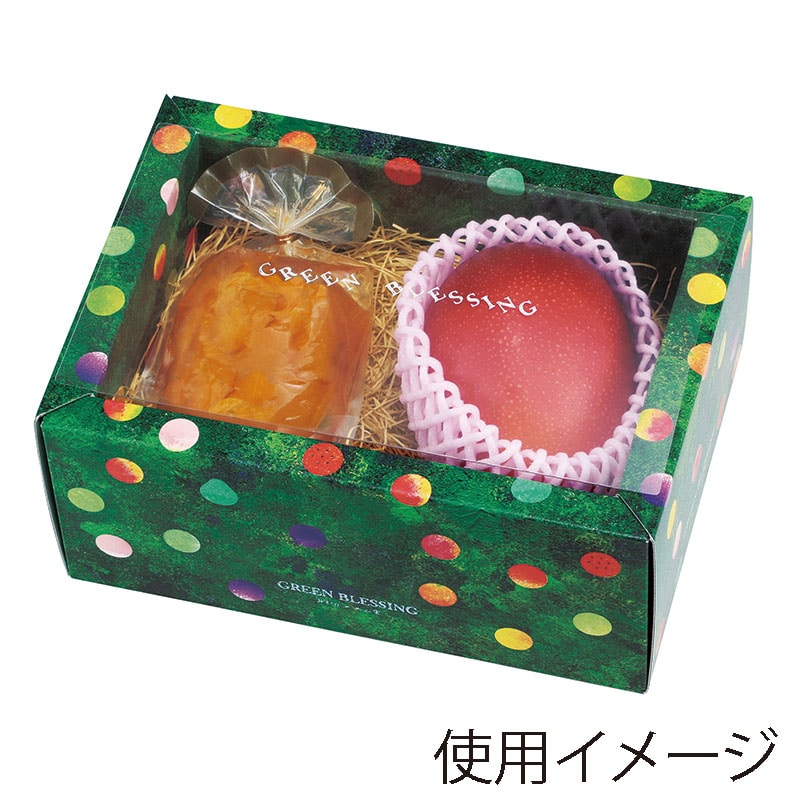 ヤマニパッケージ ギフト箱 みどりのめぐ実 2P グリーン L-2320 10枚/束(ご注文単位10束)【直送品】