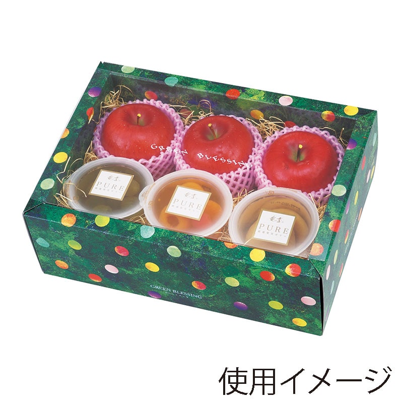 ヤマニパッケージ ギフト箱 みどりのめぐ実 ワールド 小 グリーン L-2355 10枚/束(ご注文単位10束)【直送品】