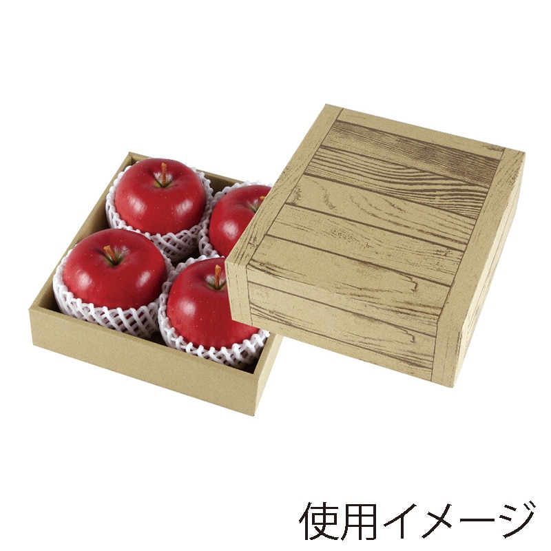 ヤマニパッケージ ギフト箱　フルーツギフト　茶木目箱 ミニ L-2435 10枚/束（ご注文単位5束）【直送品】