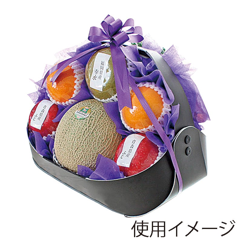 ヤマニパッケージ フルーツバスケット 小 黒 L-2474 5枚/袋(ご注文単位6袋)【直送品】