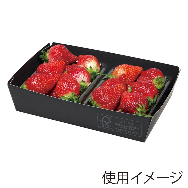 ヤマニパッケージ いちごパック用黒トレー 大 FS L-490FS 25枚/袋(ご注文単位16袋)【直送品】
