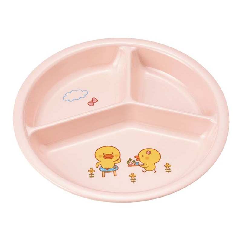 メラミン 子供食器 ひよこぐみ 三つ仕切皿 小 ピンク J25HIP 1個(ご注文単位1個)【直送品】