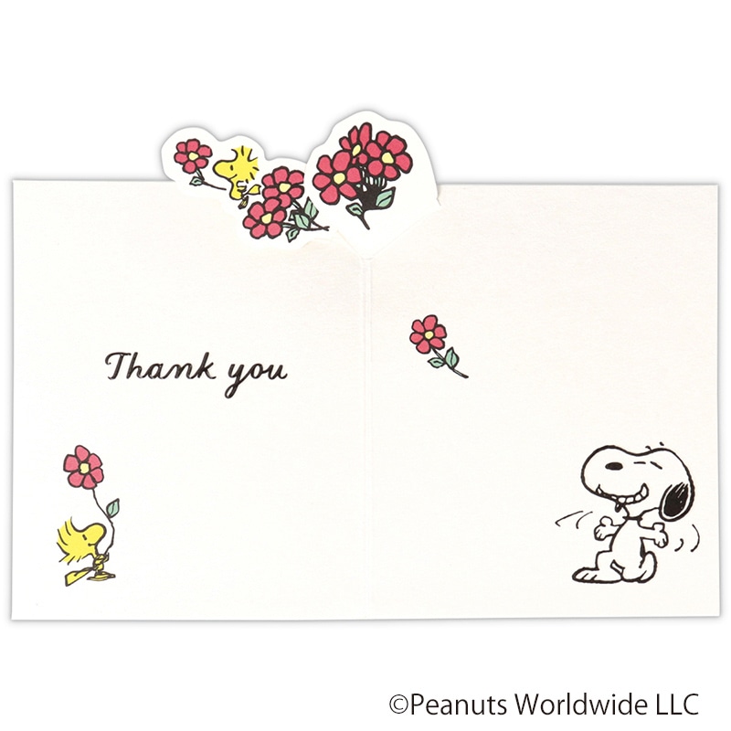 日本ホールマーク ありがとう 立体ミニカード スヌーピー 花束をもって 812713 1枚(ご注文単位6枚)【直送品】