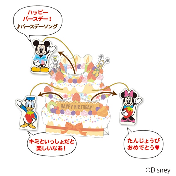 日本ホールマーク 誕生お祝い オルゴールカード ディズニー ケーキからミッキーたち2 815004 1枚(ご注文単位3枚)【直送品】