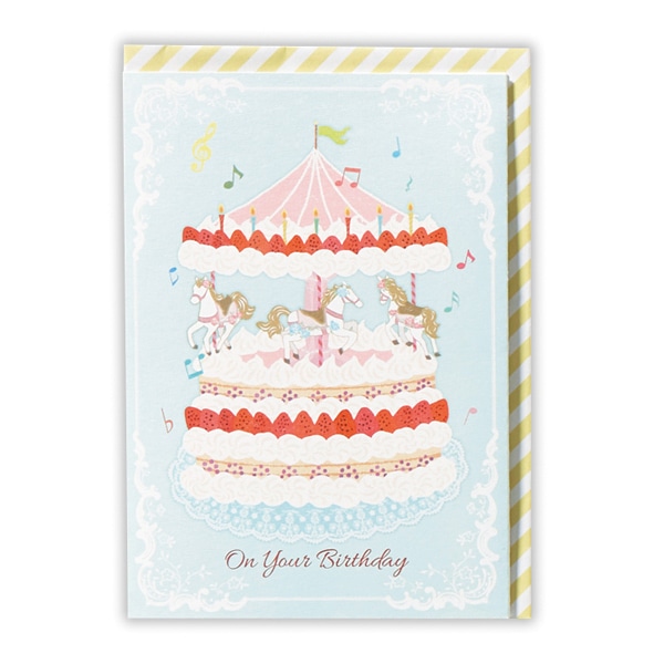 日本ホールマーク 誕生お祝い　オルゴールカード メリーゴーランドケ 815233 1枚（ご注文単位6枚）【直送品】