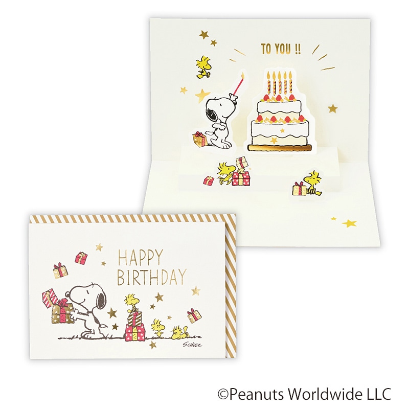 日本ホールマーク 誕生お祝い 立体カード スヌーピー ロウソクをつけて2 817459 1枚(ご注文単位6枚)【直送品】
