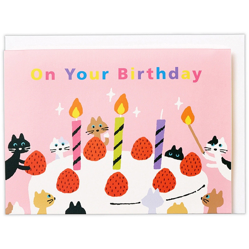 日本ホールマーク 誕生お祝い 立体カード ネコピンク2 817718 1枚(ご注文単位6枚)【直送品】