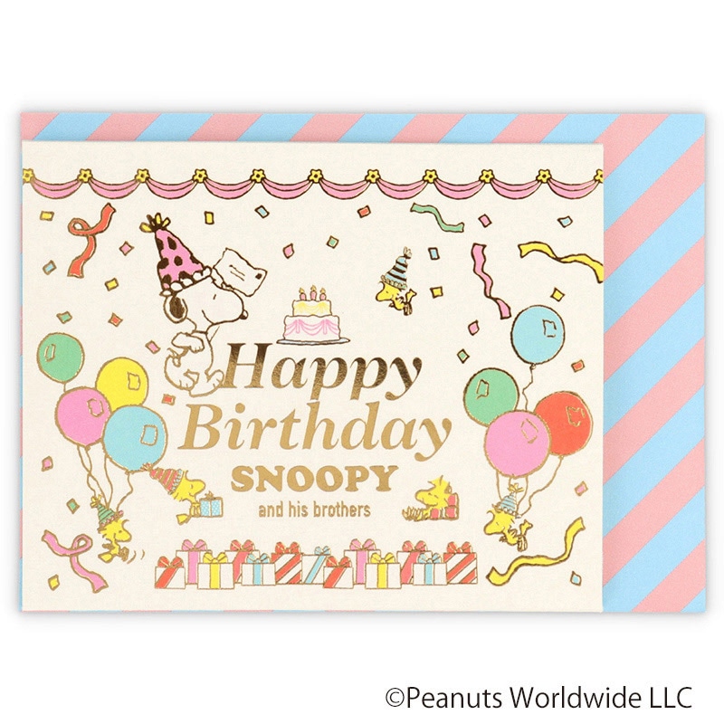 日本ホールマーク 誕生お祝い 立体ミニカード スヌーピー 兄弟とイチゴケーキ2 818012 1枚(ご注文単位6枚)【直送品】