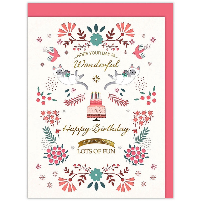 日本ホールマーク 誕生お祝い　立体カード 猫と花 826420 1枚（ご注文単位6枚）【直送品】