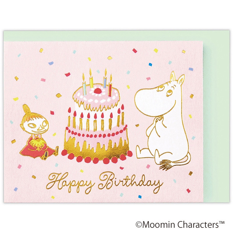 日本ホールマーク 誕生お祝い　立体ミニカード ムーミン　ピンクバースデーケーキ 830595 1枚（ご注文単位6枚）【直送品】