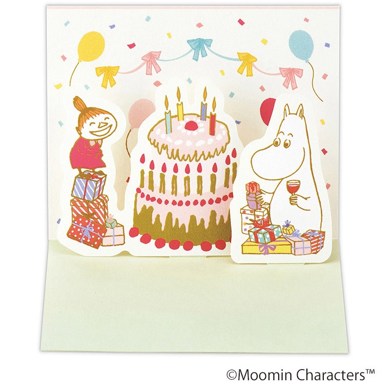 日本ホールマーク 誕生お祝い　立体ミニカード ムーミン　ピンクバースデーケーキ 830595 1枚（ご注文単位6枚）【直送品】