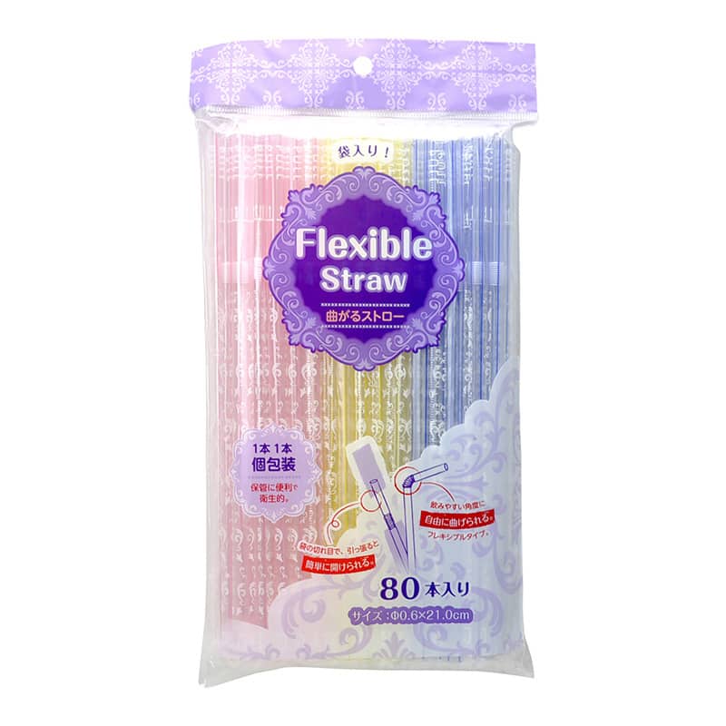 ストリックスデザイン 袋入り 曲がるストロー カラー 80本入 MA-240 1束（ご注文単位160束）【直送品】
