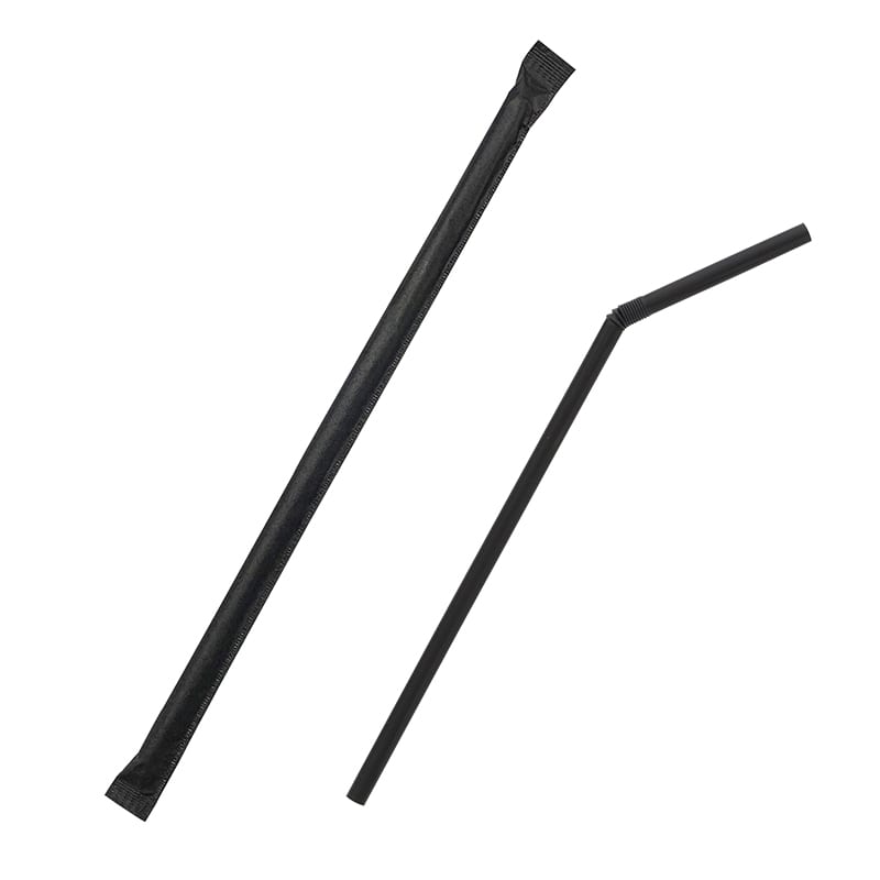 ストリックスデザイン フレキシブルストロー 紙完封 ブラック 300本/袋