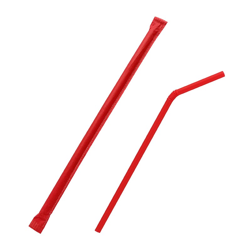 ストリックスデザイン フレキシブルストロー 紙完封 レッド 300本/袋