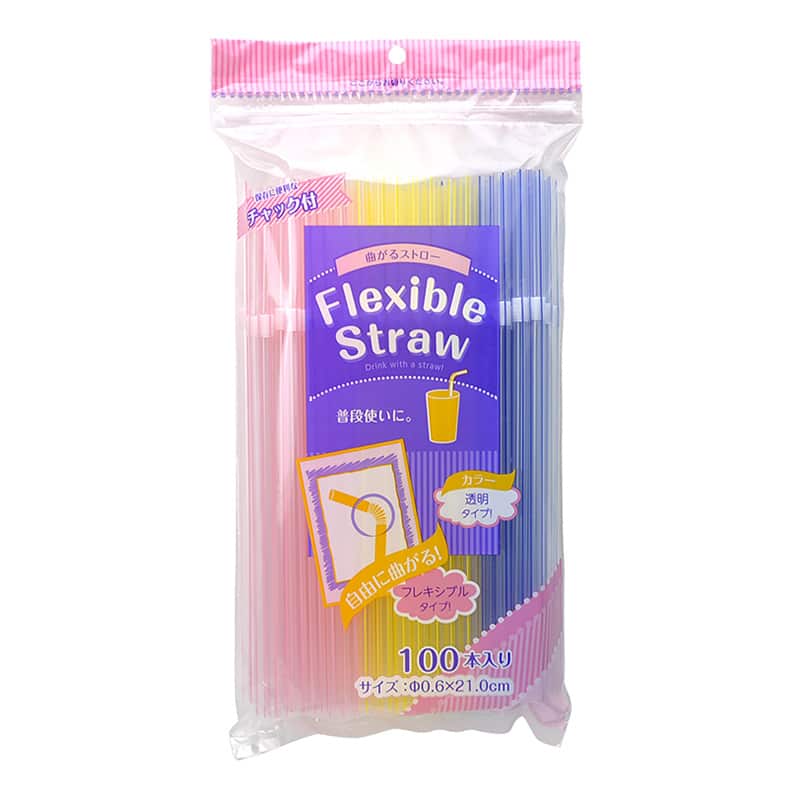 ストリックスデザイン 曲がるストロー カラー 100本入 MA-528 1束(ご注文単位160束)【直送品】
